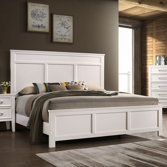 New Classic® Home Furnishings Andover 5-Piece White Queen Panel Bedroom Set with Two Nightstands-1