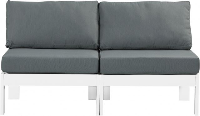 Meridian Furniture Nizuc 2-Piece Gray/White Aluminum/Fabric Outdoor Patio Armless Modular Loveseat-2