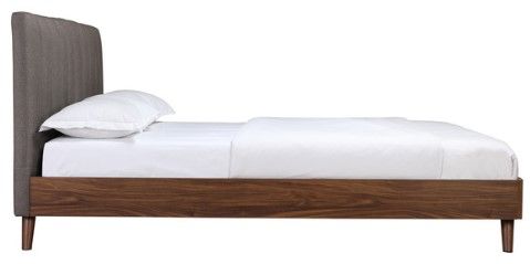 Mazin Furniture Sasha Grey/Walnut Queen Upholstered Platform Panel Bed-2