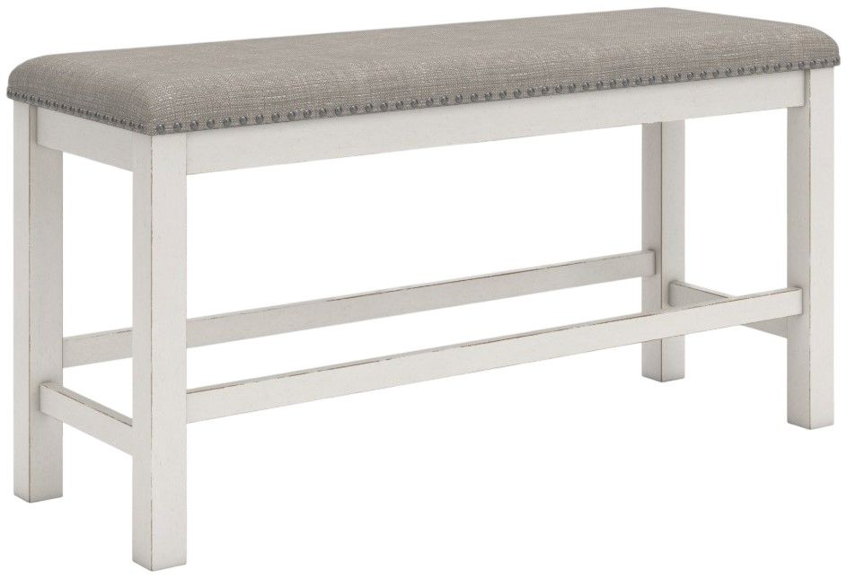 Signature Design by Ashley® Robbinsdale Antique White Upholstered Counter Dining Bench