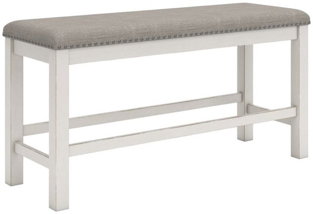 Signature Design by Ashley® Robbinsdale Antique White Upholstered Counter Dining Bench-0