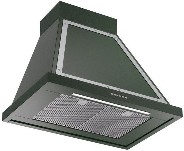 Ilve® Nostalgie II Noblesse 30" Emerald Green Wall Mounted Range Hood with Chrome Trim-1