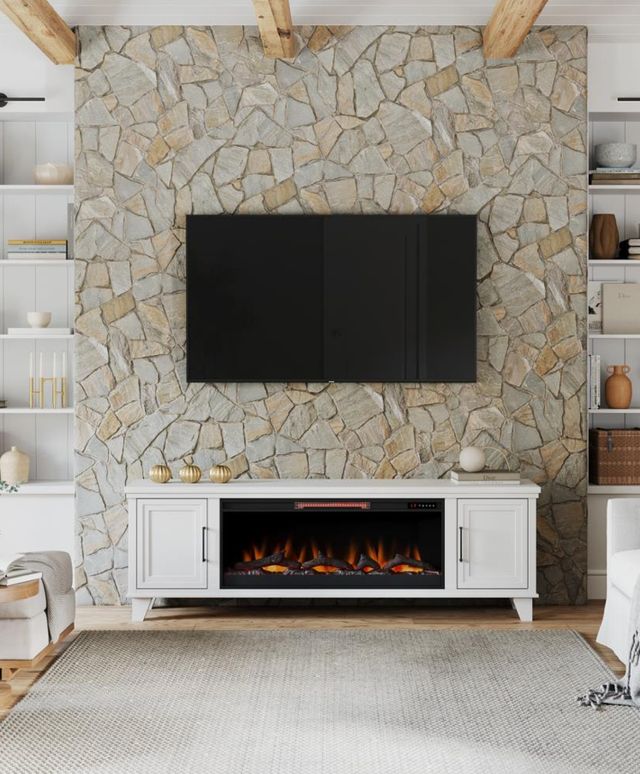 Legends Home Real Cozy Sonoma Jasmine White 78" Fireplace Console-1