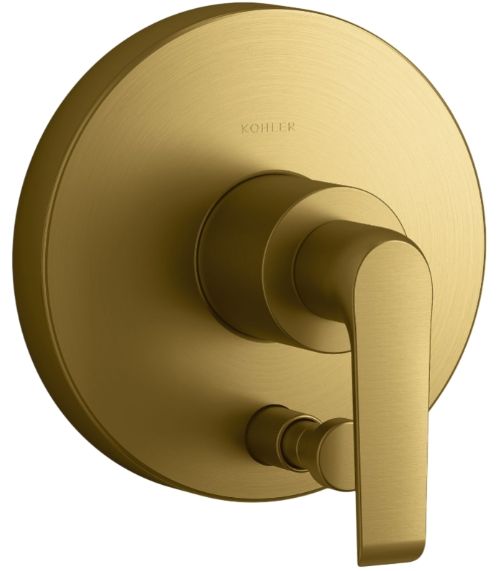 KOHLER® Avid® Rite-Temp® Vibrant Brushed Moderne Brass Valve Trim with Push-Button Diverter-0