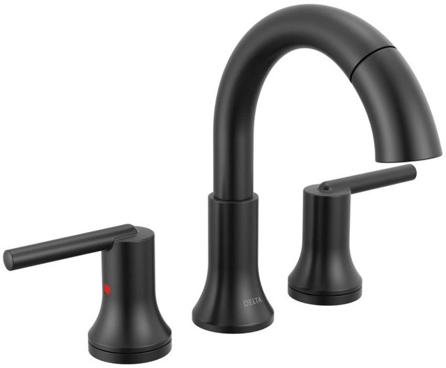 Delta Trinsic® Matte Black 2-Handle Lever Widespread Pull Down Bathroom-0