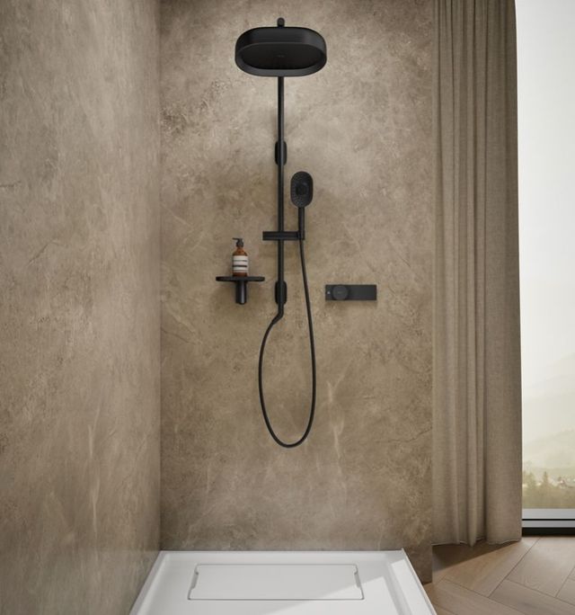 KOHLER® Anthem™ EvoCycle™ Matte Black Hybrid Smart Shower System for Rainhead and Handshower-1