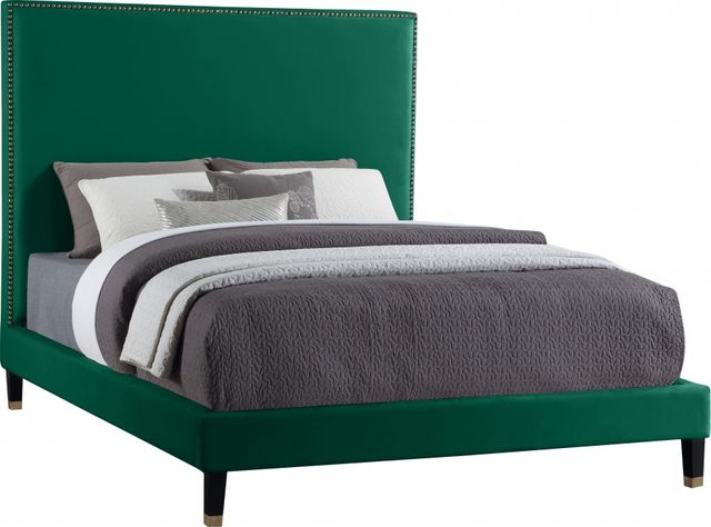 Meridian Furniture Harlie Green Velvet Queen Bed-0