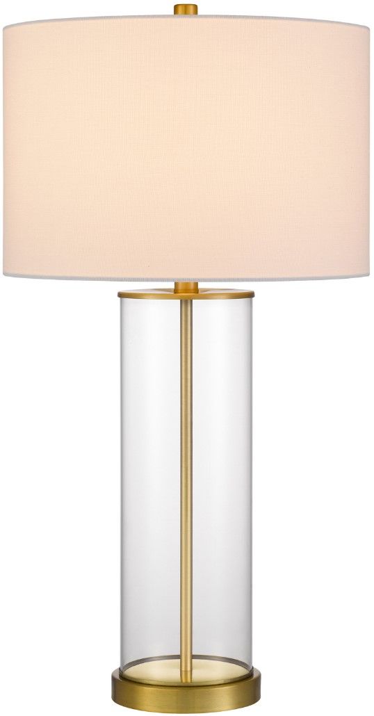 Cal® Lighting & Accessories Column Style 2-Piece Antique Brass Table Lamp Set-1