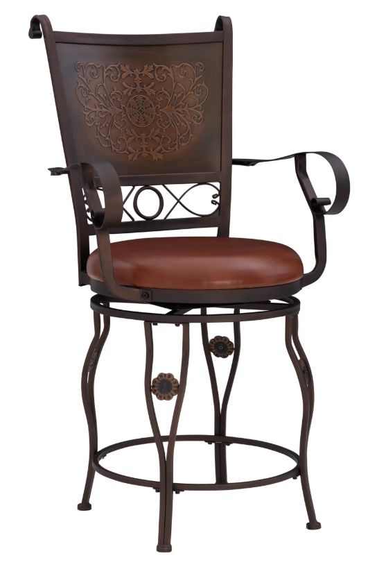 Powell® Beatrix Bronze/Rust Big And Tall Armed Counter Stool-0