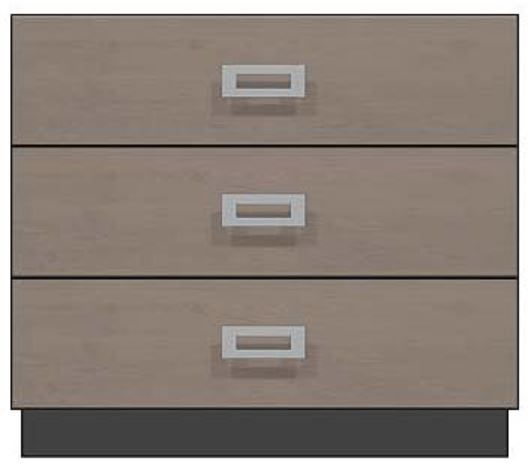 Country View Woodworking Customizable American Modern 36" 3-Drawer Plinth Base Bedside Chest-0