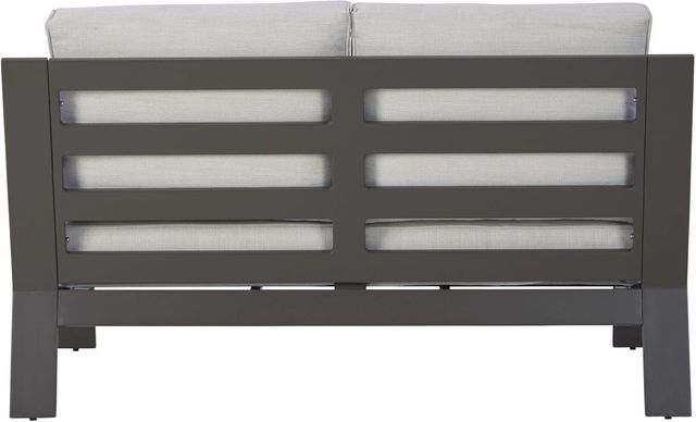 Signature Design by Ashley® Tropicava Taupe/White Outdoor Loveseat with Cushion-1