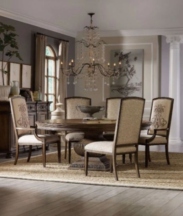 Hooker® Furniture Rhapsody Aurora Ecru/Walnut Upholstered Dining Arm Chair-1