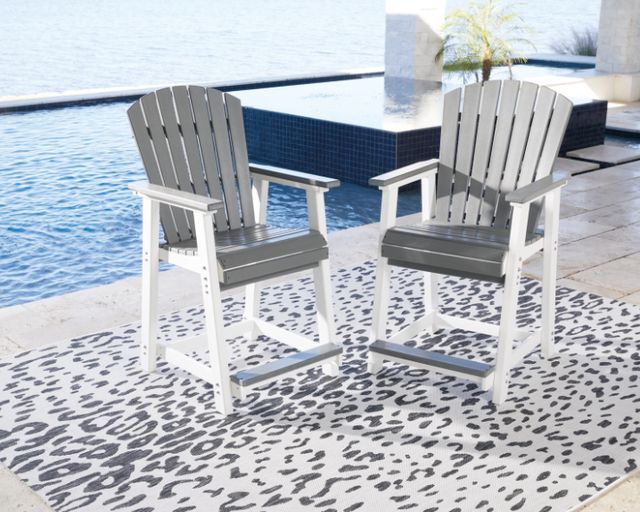  Signature Design by Ashley® Transville 2-Piece Gray/White Polyethylene Outdoor Bar Stool-1
