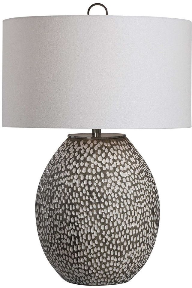 Uttermost® Cyprien Rustic Gray/Crackled Gloss White Table Lamp-0