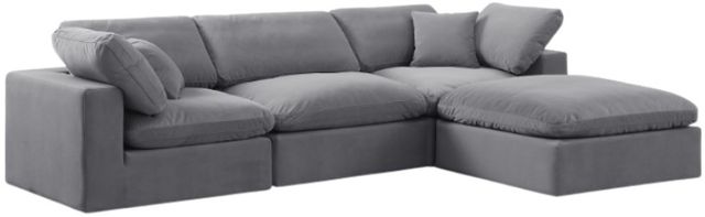 Meridian Furniture Comfy 4-Piece Gray 119" Velvet Sofa -0