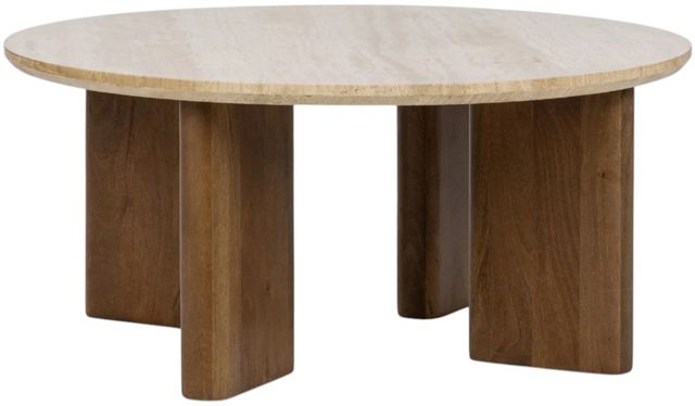 Classic Home Idella Tan Travertine Coffee Table-0