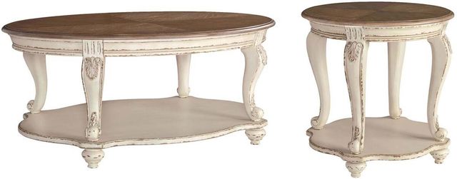 Signature Design by Ashley® Realyn 2-Piece White/Brown Living Room Table Set-0