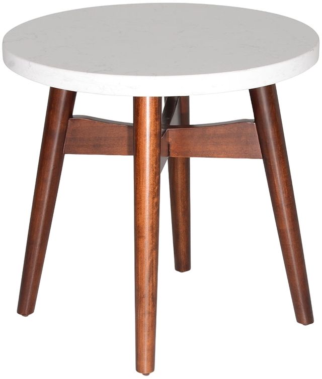 Steve Silver Co. Serena White End Table with Natural Cherry Base-0