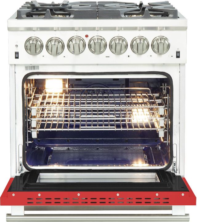 FORNO® Capriasca 30" Stainless Steel Pro Style Dual Fuel Range with Red Door-1