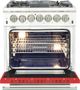 FORNO® Capriasca 30" Stainless Steel Pro Style Dual Fuel Range with Red Door-2