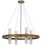 Cal® Lighting & Accessories Hempstead Antique Brass/Wood Cylinder Chandelier-0