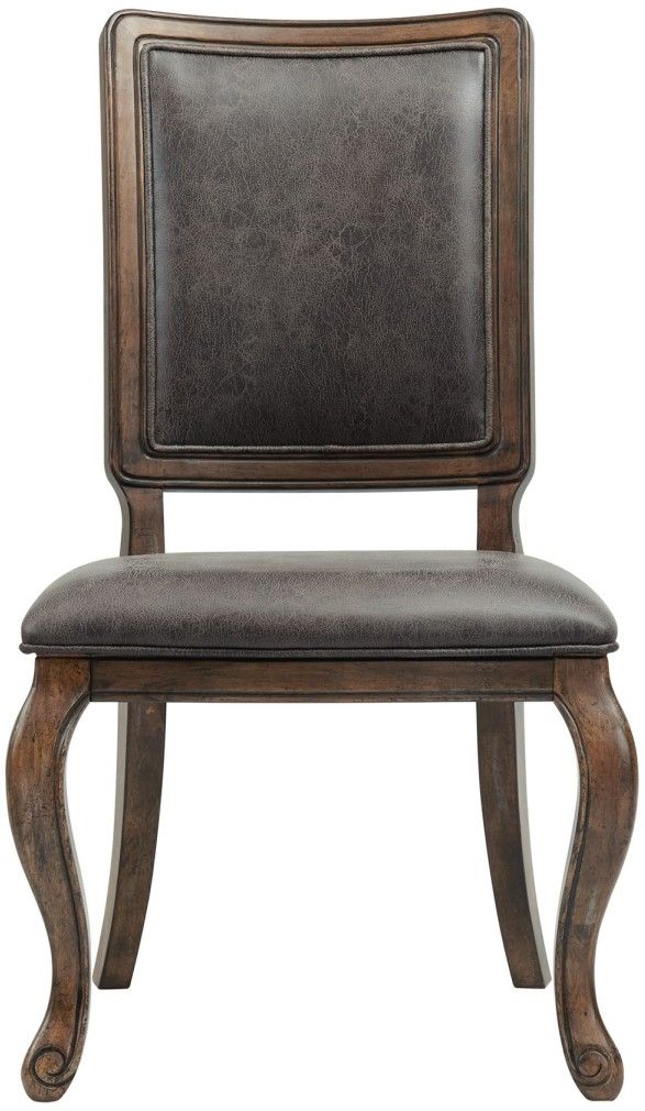 Elements International Gramercy Gray/Walnut Rectangle Back Dining Side Chair-1