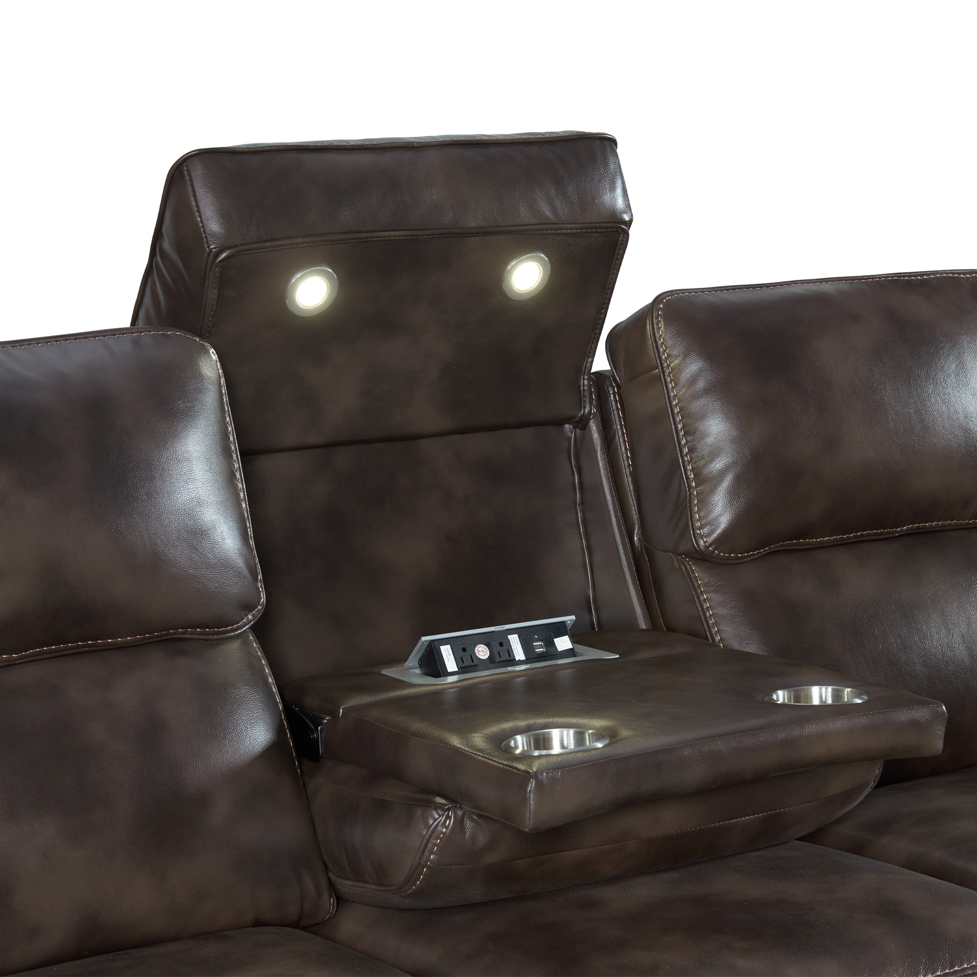 Intercon Silhouette Bolero Coffee Dual Power Sofa - Thumbnail 2
