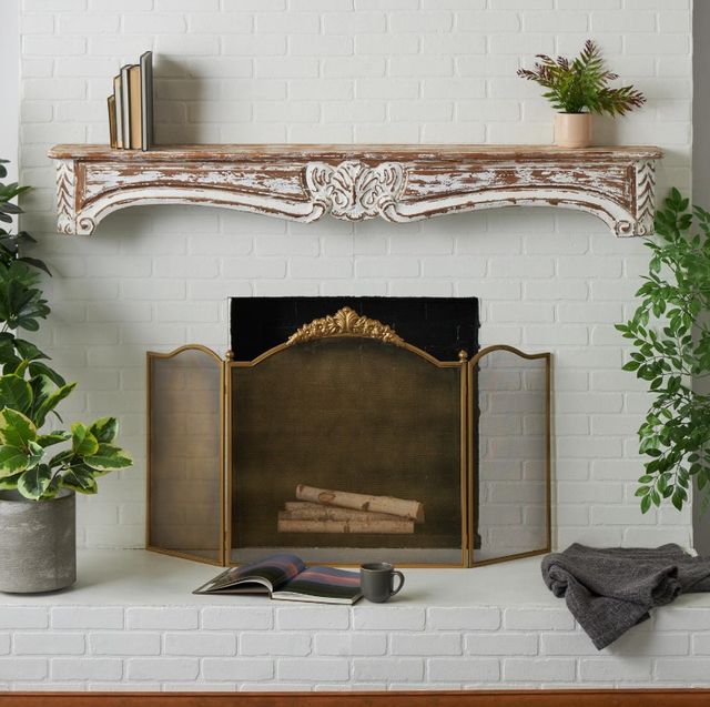 Deco Marche Light Brown Scroll Distressed 1 Shelf Wall Shelf-3