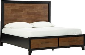view of the Benchcraft® Kraeburn Brown/Black Queen Panel Storage Bed