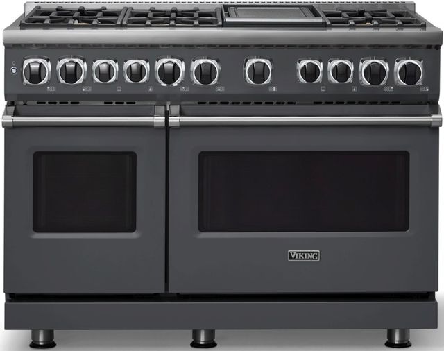 Viking® 7 Series 48" Cast Black Pro Style Dual Fuel Range with 12" Griddle-2