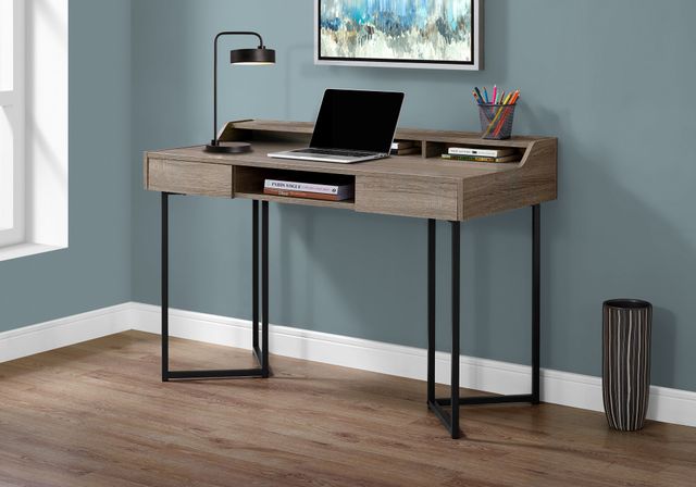 Monarch Specialties Inc. 48"L Dark Taupe and Black Metal Computer Desk-3