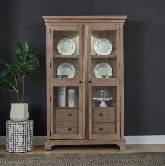 Liberty Furniture Haven Hills Camel Beige Display Cabinet-1