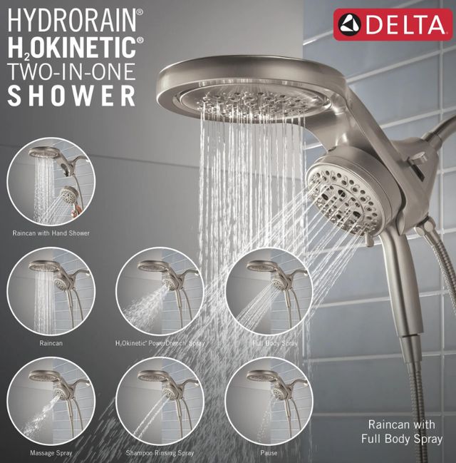 Delta Universal Showering Lumicoat® Stainless 2.5 GPM 6-Setting HydroRain® with ProClean®-3