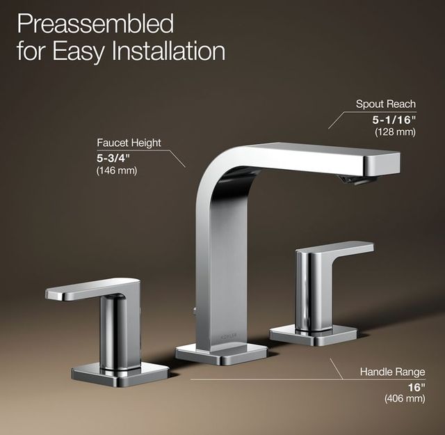 KOHLER® Parallel® Polished Chrome 1.2 GPM Widespread Bathroom Sink Faucet-2