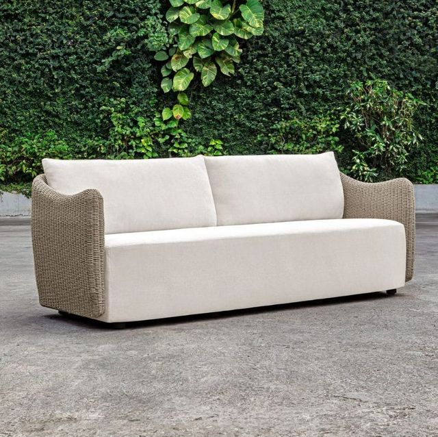 Uttermost® Sunset Oatmeal/Oyster White Fabric/Wicker Outdoor Sofa-2