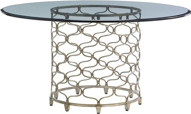 Lexington Home Laurel Canyon Bollinger Clear Top 72" Dining Table with Burnished Silver Leaf Base-0