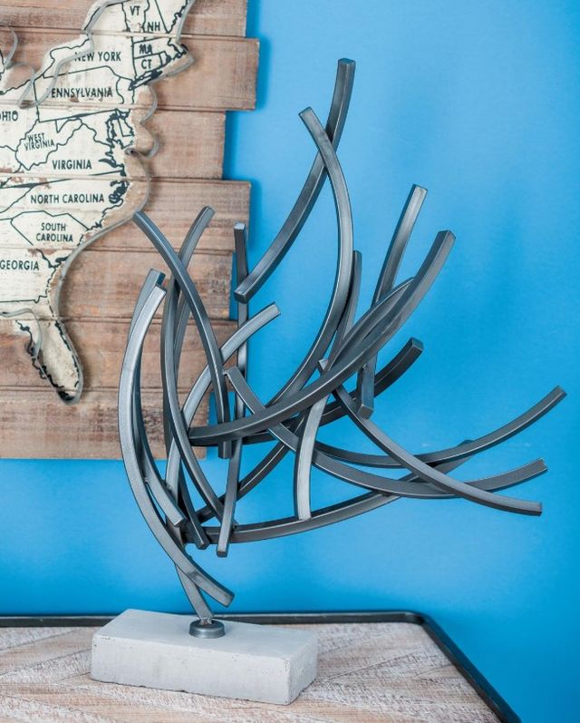 Deco Marche Gray Abstract Decorative Sculpture with Marble Base-3