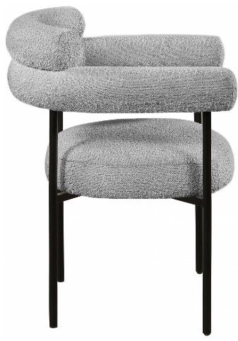Meridian Furniture Blake Grey/Matte Black Boucle Dining Chair-3