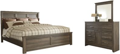 Signature Design by Ashley® Juararo 2-Piece Dark Brown California King Panel Bed Set-0