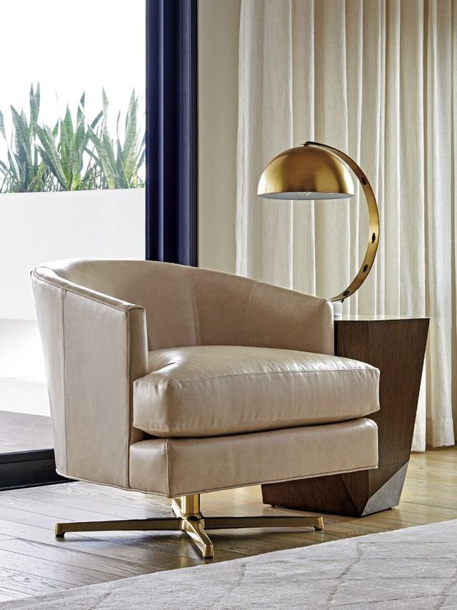 Lexington Home Customizable Graves Leather Swivel Chair with Brass Base-1