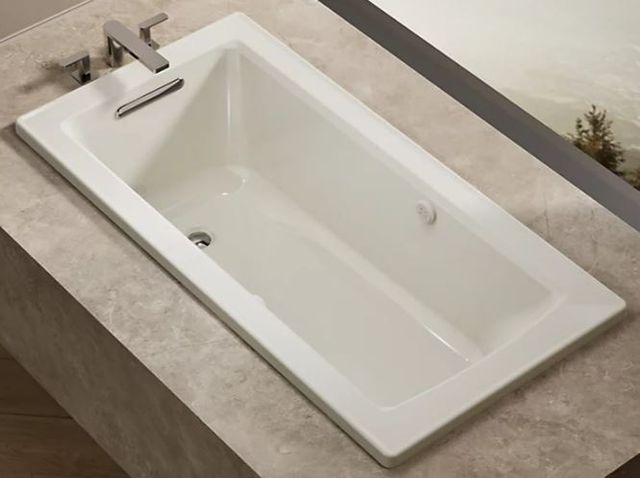 KOHLER® Archer® Biscuit 60" x 30" Drop-In Heated BubbleMassage™ Air Bath with Bask® Heated Surface-1