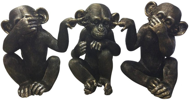 Moe's Home Collection Gold Set Of 3 He Did It Chimps-0