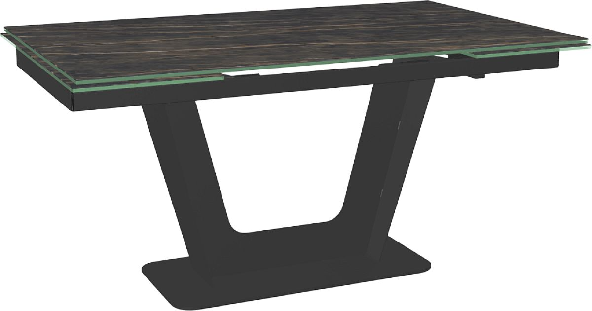 Amisco Customizable Amelia 91" Rectangular Extendable Table with 0.5" Italian Porcelain on Glass Top and 2 Leaves