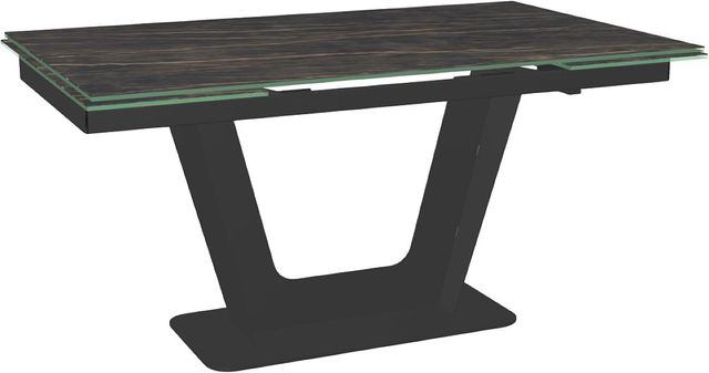 Amisco Customizable Amelia 91" Rectangular Extendable Table with 0.5" Italian Porcelain on Glass Top and 2 Leaves-0