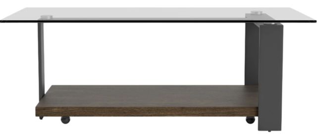 Riverside Furniture Cortland Tempered Glass Coffee Table with Saddle Oak Base-2
