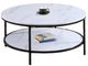 Crown Mark Velerie White Top Coffee Table with Black Base-0