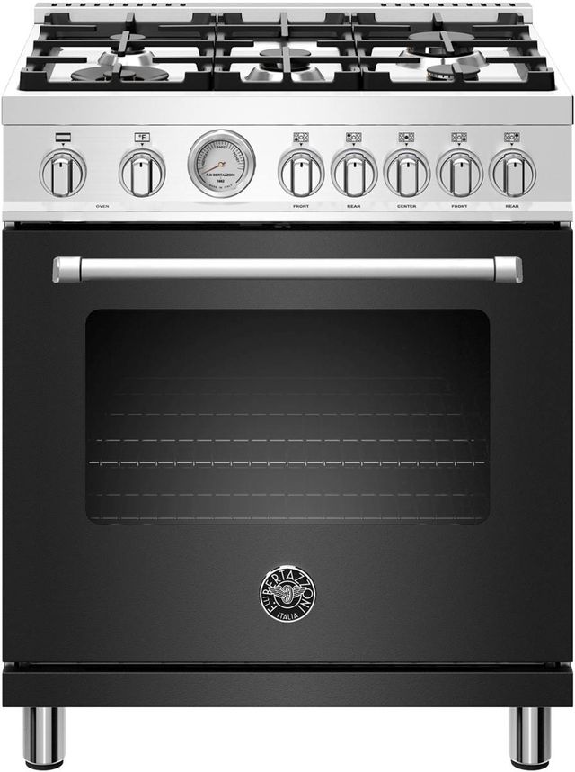 Bertazzoni Master Series 30" Matte Black Free Standing Dual Fuel Range