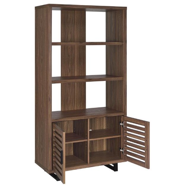 Coaster® Maddox Walnut 71" Cabinet Bookcase-1