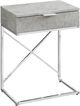 Monarch Specialties Inc. Grey Cement 24"H Drawer Accent Table with Chrome Metal Base-0