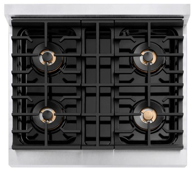 ZLINE Autograph Edition Paramount 30" 4.2 Cu. Ft. Satin Stainless Steel Gas Range with 4 Burner DuoPro™ Cooktop and Convection Gas Oven with Matte Black Accents-3